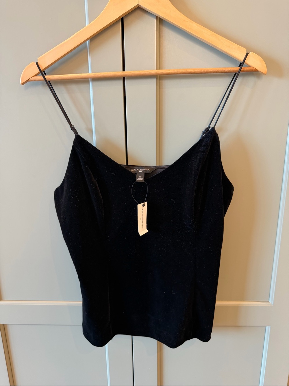 Banana Republic Black Velvet Cami Tank Top Size S NWT